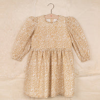 Ketiketa Dora Puff Shoulder Kid's Dress Ochre Leaf | BIEN BIEN www.bienbienshop.com
