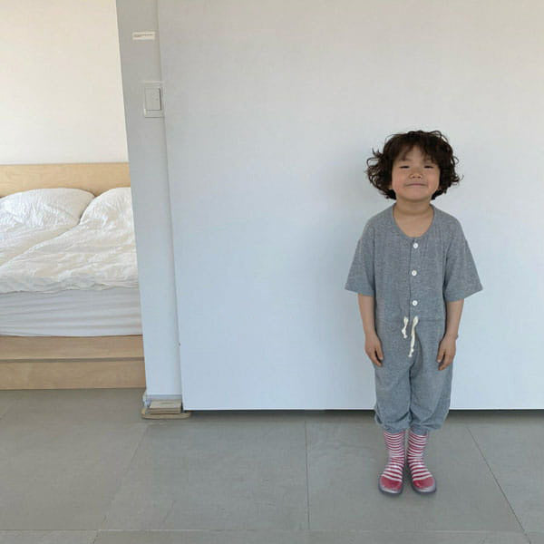 NEW from Korea - Amore Marlang Kid's Short Sleeve Jumpsuit Gray | BIEN BIEN
