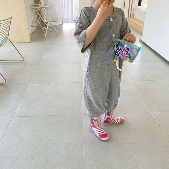 NEW from Korea - Amore Marlang Kid's Short Sleeve Jumpsuit Gray | BIEN BIEN