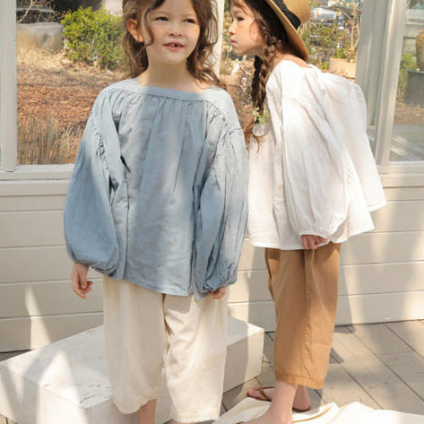 NEW Bien a Bien Sio Kid's Puff Sleeve Blouse Sky | BIEN BIEN bienbienshop.com