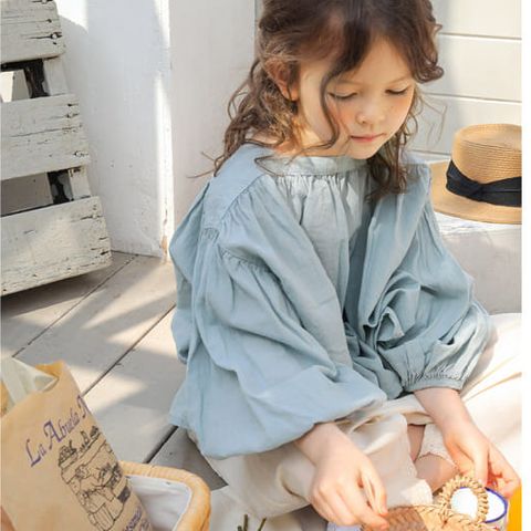 NEW Bien a Bien Sio Kid's Puff Sleeve Blouse Sky | BIEN BIEN bienbienshop.com
