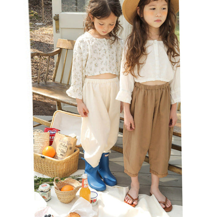 NEW Bien a Bien Rab Kid's Lace Trim Trousers Tan | BIEN BIEN