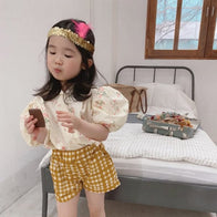 NEW Ojo de Papa Mari Kid's Shorts Mustard Check | BIEN BIEN bienbienshop.com