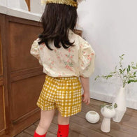 NEW Ojo de Papa Mari Kid's Shorts Mustard Check | BIEN BIEN bienbienshop.com