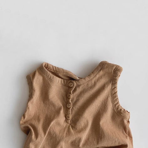 Korean Apparel - Popo Kid's Sleeveless Tee Earth Brown Cotton | BIEN BIEN bienbienshop.com