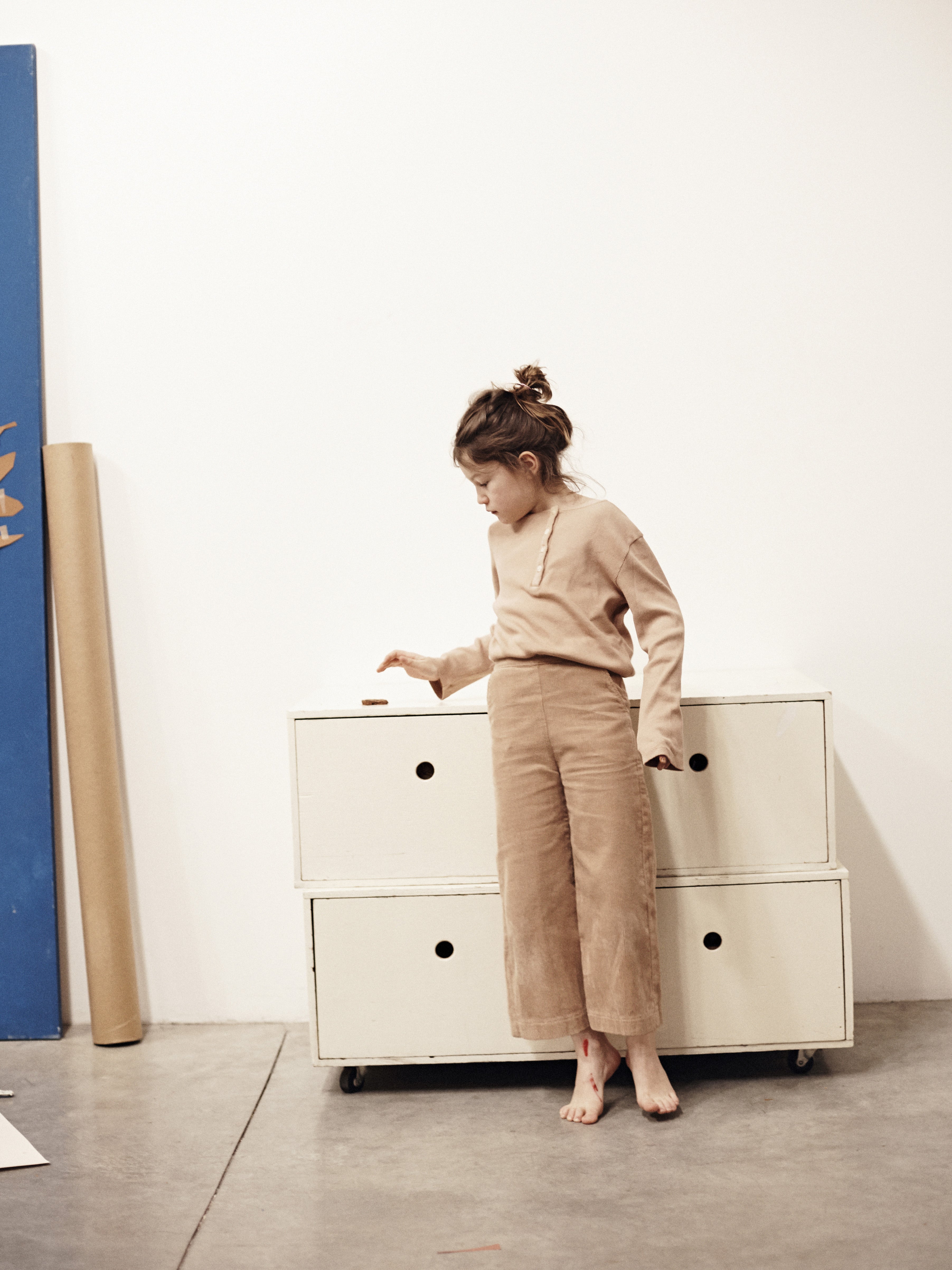 Le Petit Germain Archie Baby & Kid's Henley Tee Powder Beige | BIEN BIEN www.bienbienshop.com