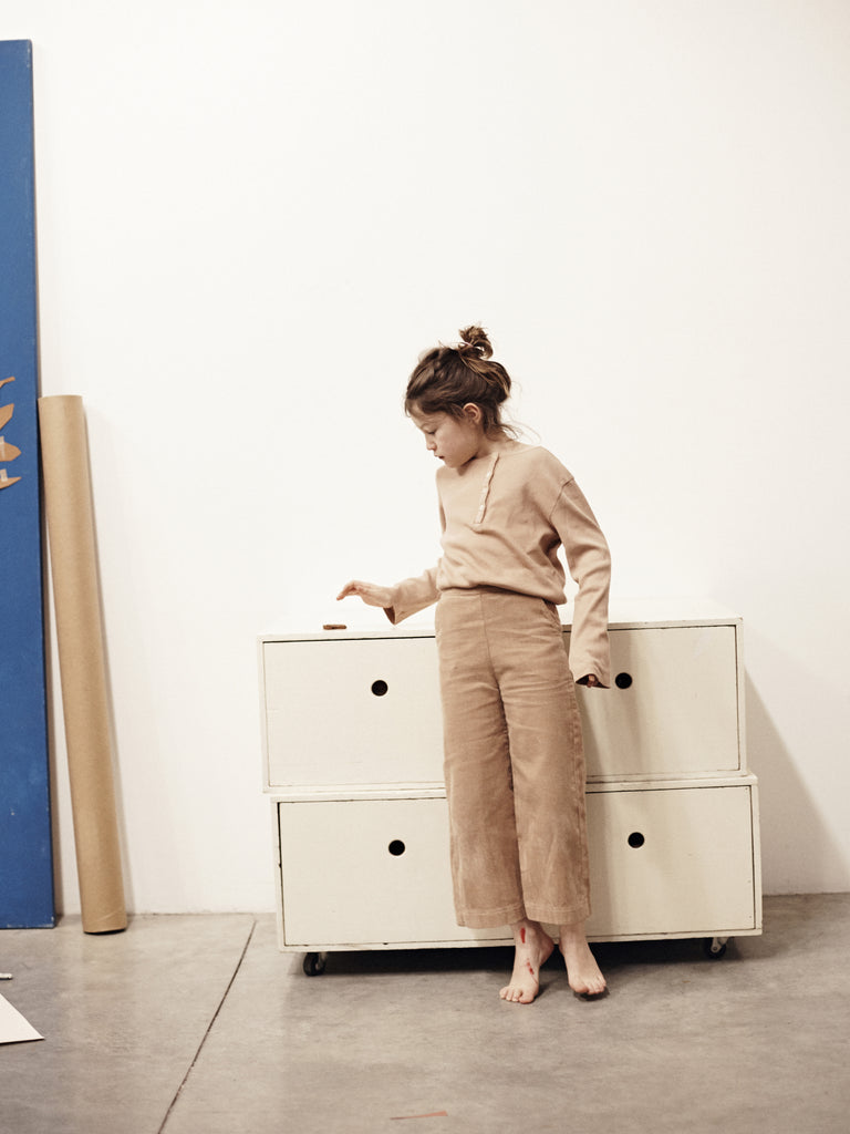 Le Petit Germain Archie Baby & Kid's Henley Tee Powder Beige | BIEN BIEN www.bienbienshop.com