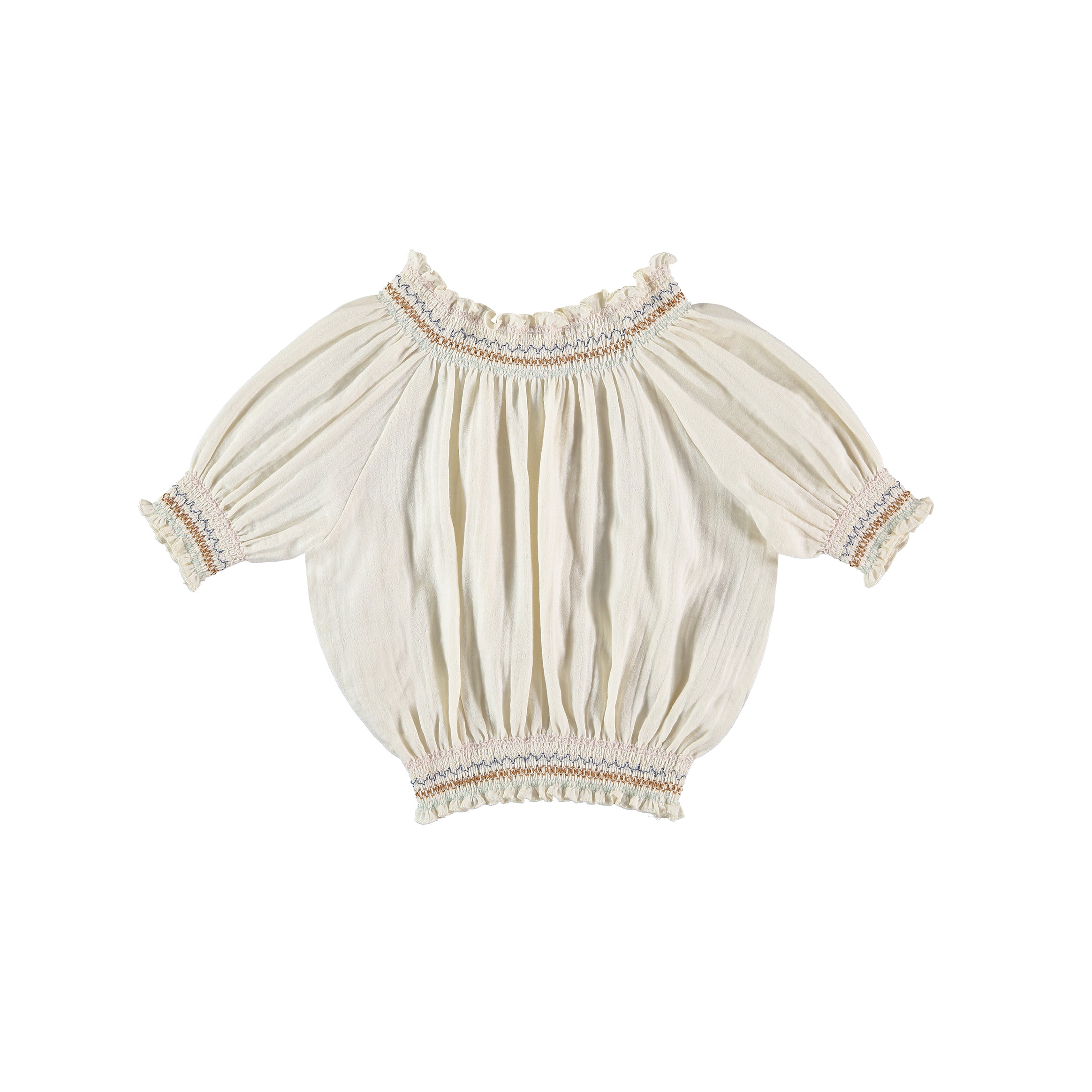 Liilu Smocked Embroidered Top Cru Natural | Organic Cotton | BIEN BIEN www.bienbienshop.com