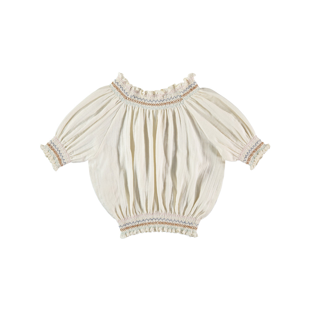 Liilu Smocked Embroidered Top Cru Natural | Organic Cotton | BIEN BIEN www.bienbienshop.com