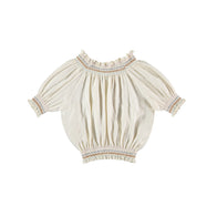 Liilu Smocked Embroidered Top Cru Natural | Organic Cotton | BIEN BIEN www.bienbienshop.com