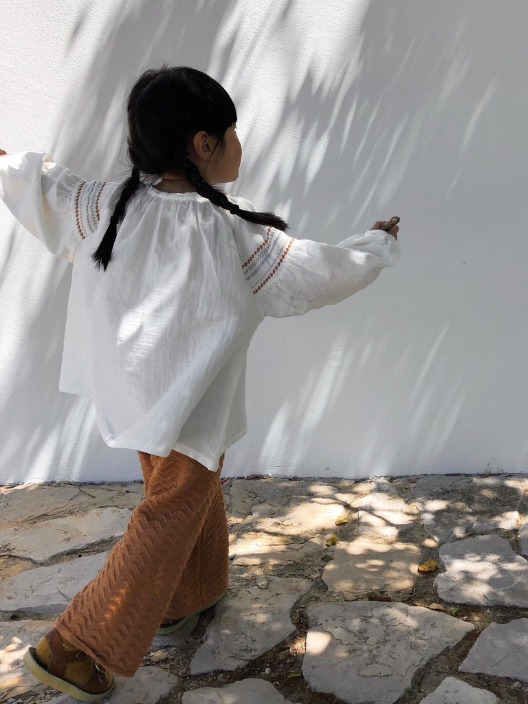 Liilu Sofia Baby & Kid's Folk Blouse Milk Organic Cotton | BIEN BIEN www.bienbienshop.com