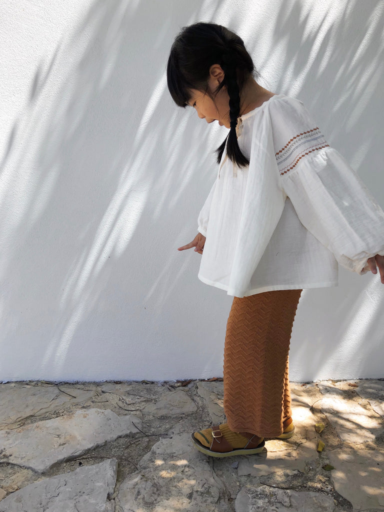 Liilu Sofia Baby & Kid's Folk Blouse Milk Organic Cotton | BIEN BIEN www.bienbienshop.com