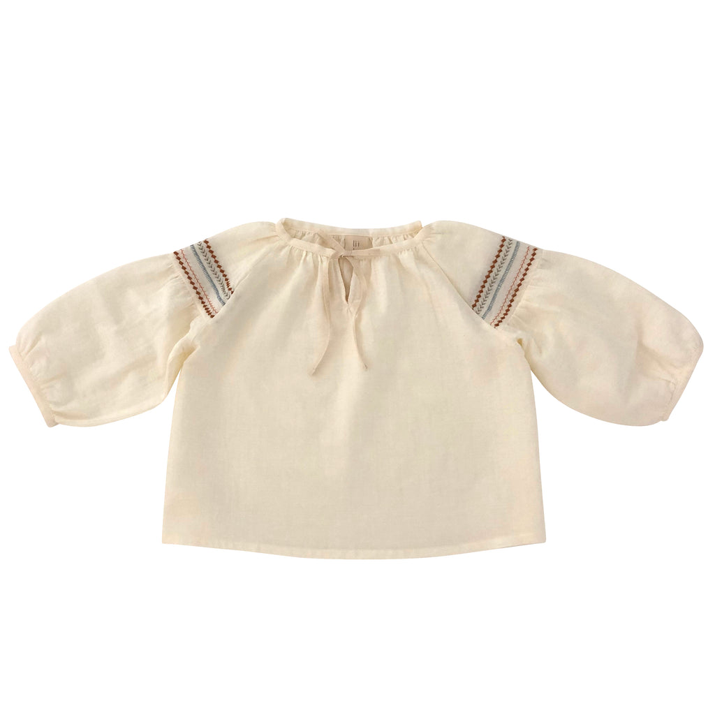 Liilu Sofia Baby & Kid's Folk Blouse Milk Organic Cotton | BIEN BIEN www.bienbienshop.com