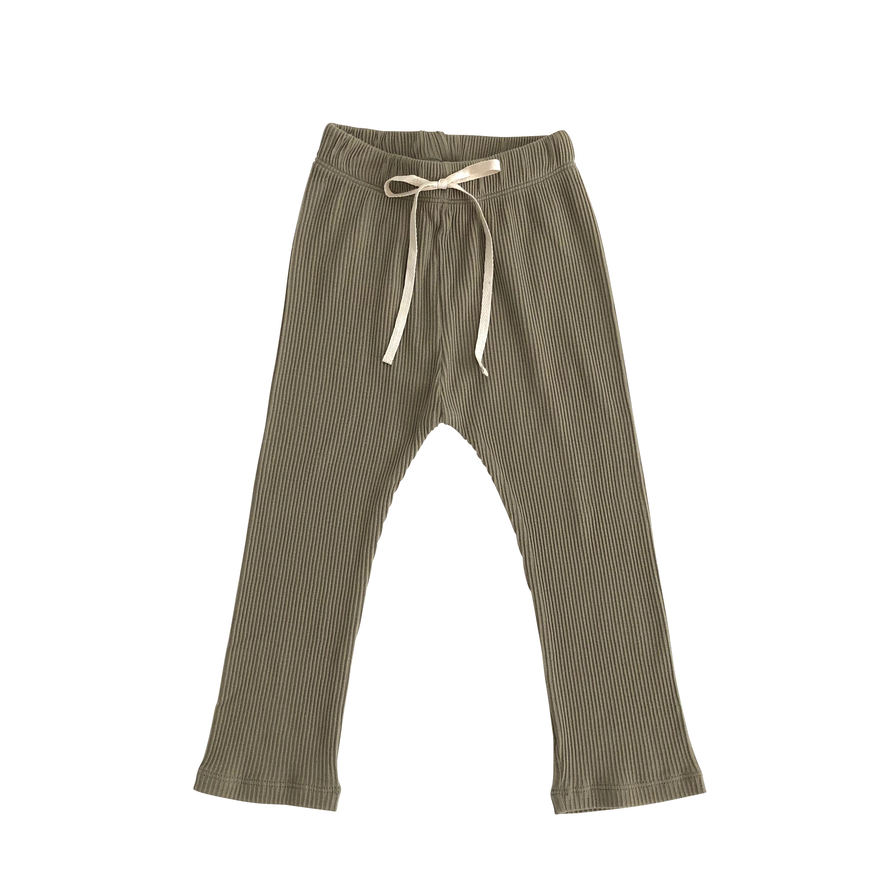 Liilu Ribbed Baby & Kid's Slim Legging Dry Sage Green Organic | BIEN BIEN www.bienbienshop.com