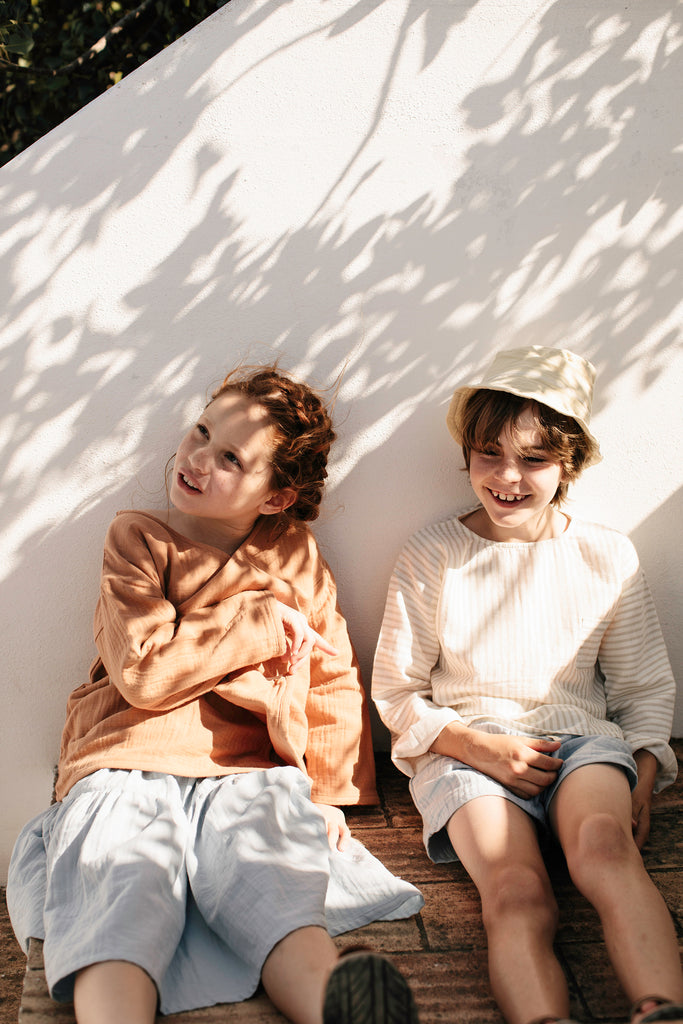 Liilu Ovidiu Long Sleeve Unisex Shirt Sandy Stripe Organic Cotton | BIEN BIEN www.bienbienshop.com