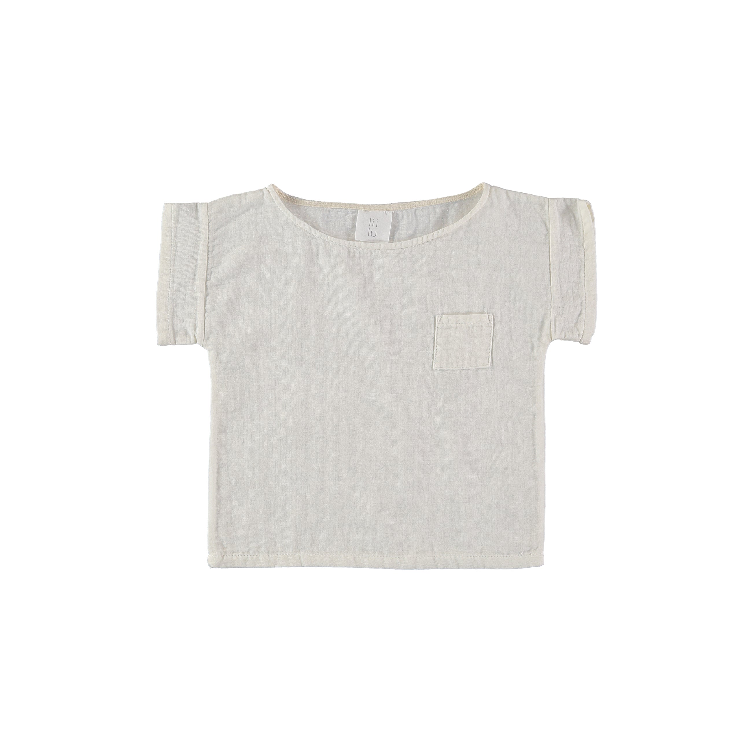 Liilu Pocket T-Shirt Off-White | Organic cotton baby & kid's unisex tee | BIEN BIEN www.bienbienshop.com
