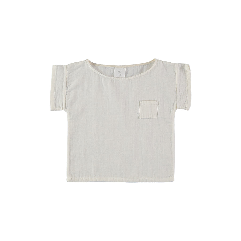 Liilu Pocket T-Shirt Off-White | Organic cotton baby & kid's unisex tee | BIEN BIEN www.bienbienshop.com