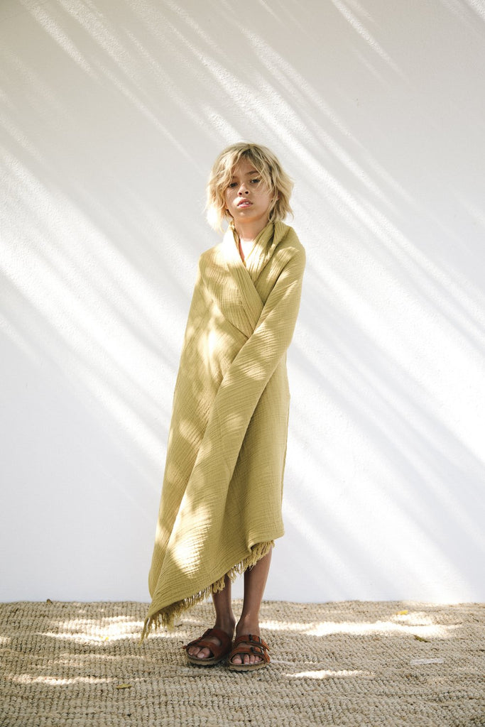 Liilu Beach Towel Pistachio Organic Cotton Muslin |  BIEN BIEN