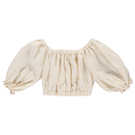 NEW LiiLU Leandra Floral Embroidered Cropped Kid's Blouse Ecru | BIEN BIEN bienbienshop.com