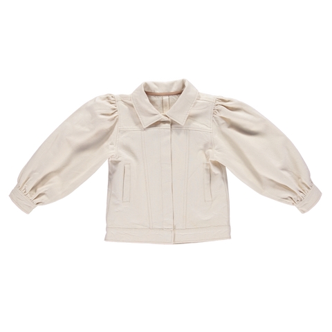 NEW LiiLU Denim Petra Puff Sleeve Kid's Jacket Ecru | BIEN BIEN bienbienshop.com