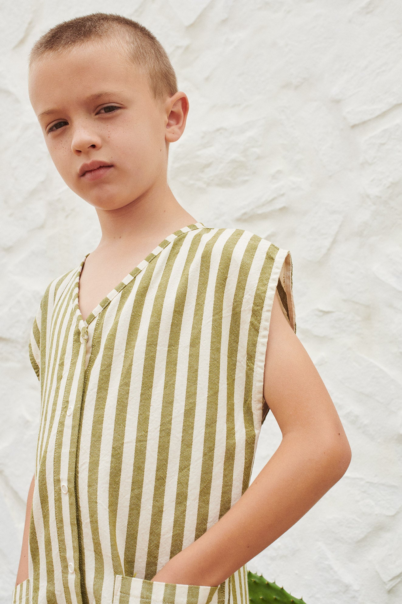 NEW LiiLU Felix Kid's Sleeveless Short Jumpsuit Olive Stripe  BIEN BIEN bienbienshop.com