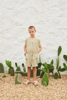NEW LiiLU Felix Kid's Sleeveless Short Jumpsuit Olive Stripe  BIEN BIEN bienbienshop.com