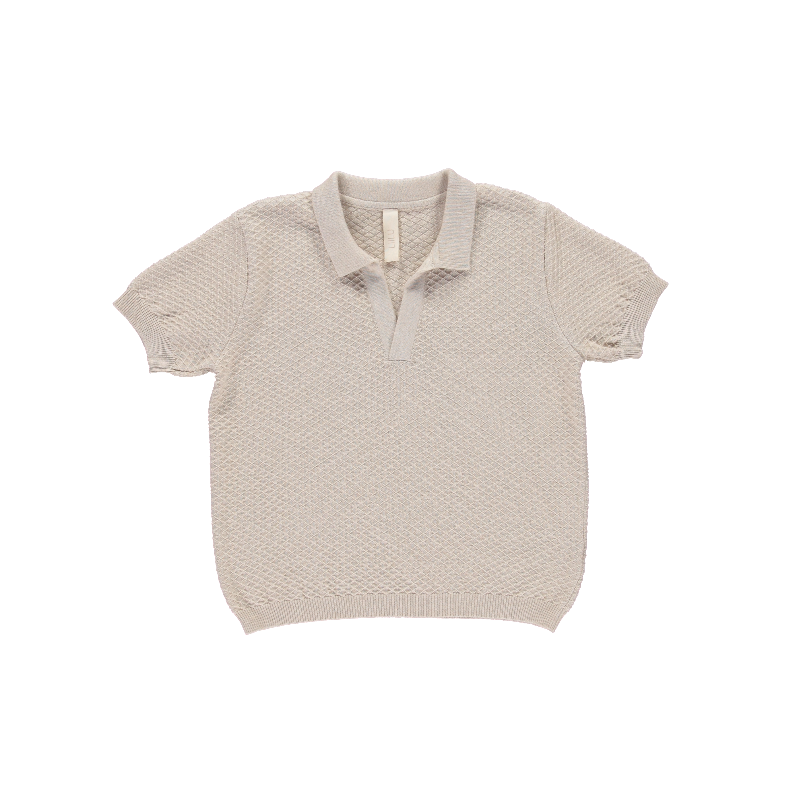 NEW LiiLU Kid's Textured Knit Polo Short Sleeve Tee Ecru | BIEN BIEN bienbienshop.com