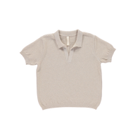 NEW LiiLU Kid's Textured Knit Polo Short Sleeve Tee Ecru | BIEN BIEN bienbienshop.com