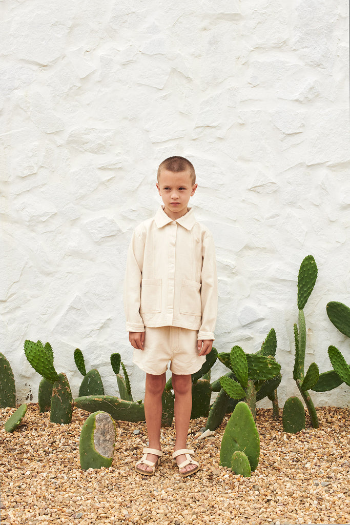 NEW LiiLU Kid's Pull-On Jean Shorts Ecru Natural Off-White  BIEN BIEN