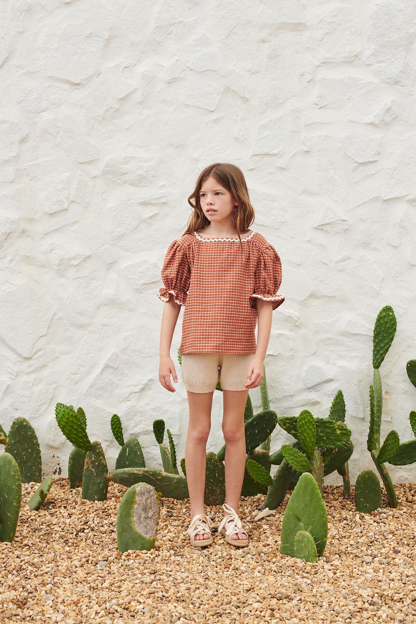 NEW LiiLU Kid's Textured Knit Shorts Beige Melange | BIEN BIEN bienbienshop.com