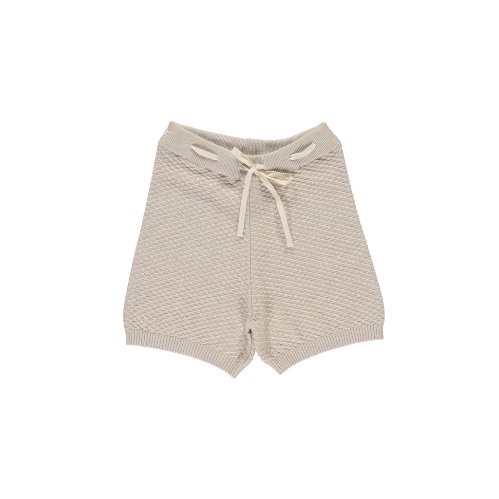 NEW LiiLU Kid's Textured Knit Shorts Beige Melange | BIEN BIEN bienbienshop.com
