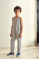 Caramel Swordfish Unisex Kid Romper Blue Ivory Stripe | BIEN BIEN