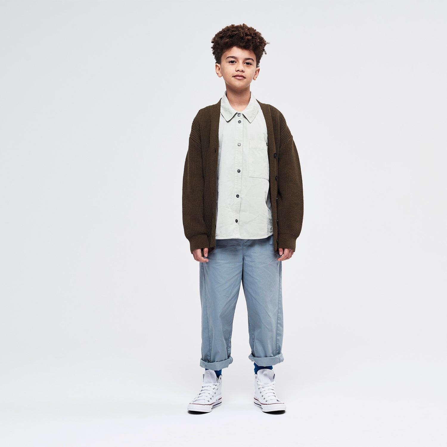 Main Story UK Kid Buttondown Corduroy Shirt Silver Birch | BIEN BIEN bienbienshop.com