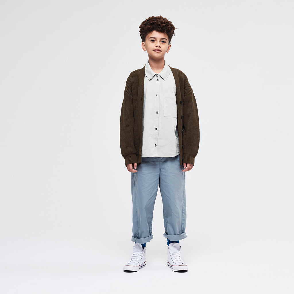 Main Story UK Kid Buttondown Corduroy Shirt Silver Birch | BIEN BIEN bienbienshop.com