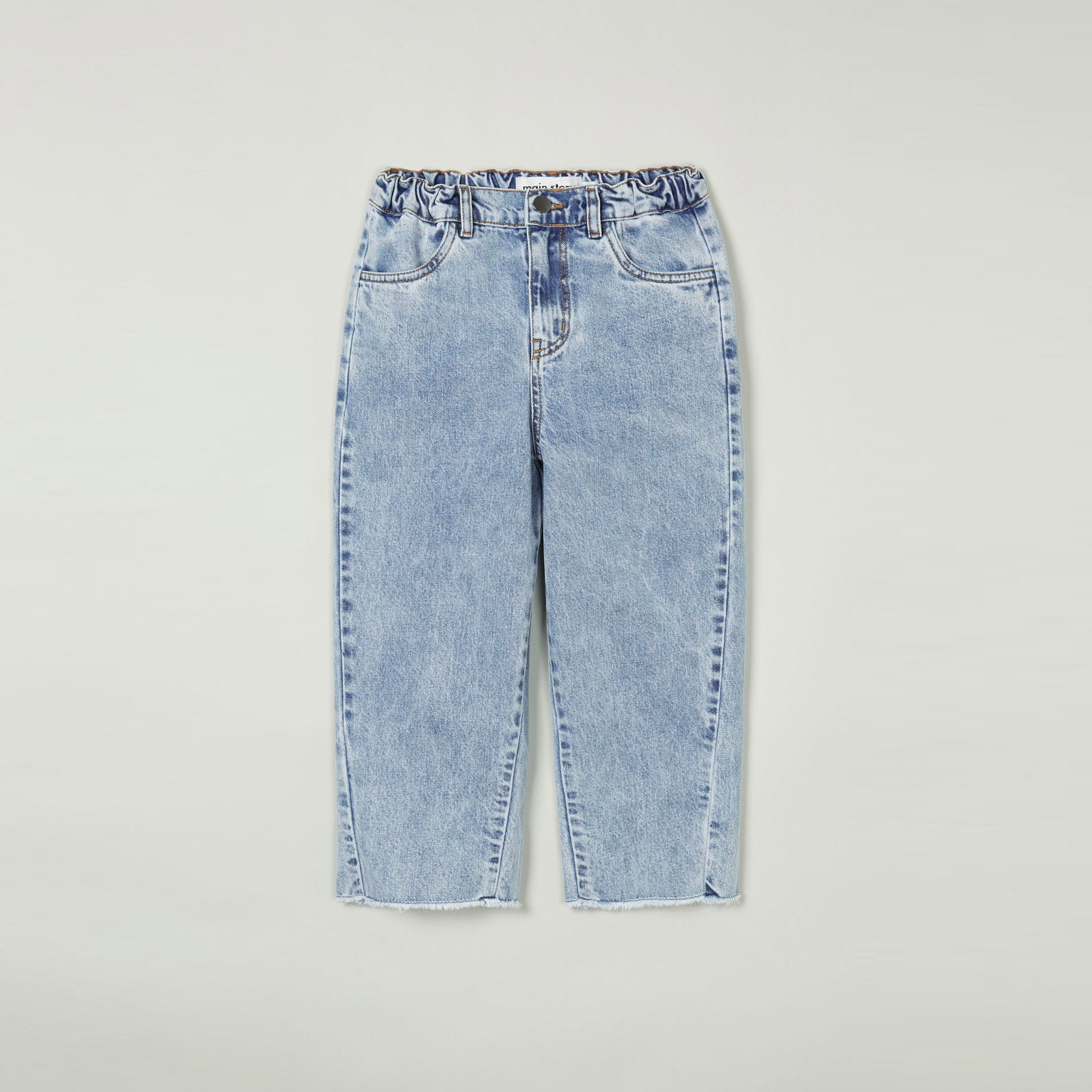 Main Story Kid's Straight Jean Cut Off Denim Fadeout Blue | BIEN BIEN