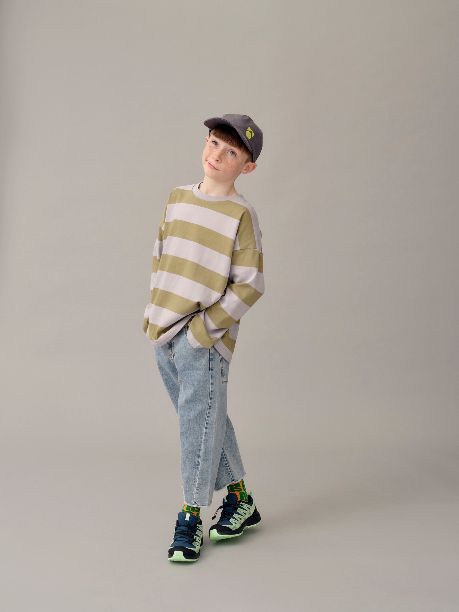 Main Story Kid's Straight Jean Cut Off Denim Fadeout Blue | BIEN BIEN