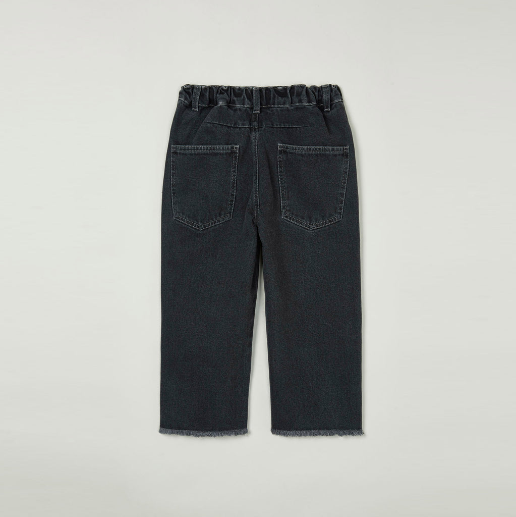 Main Story Kid's Straight Jean Cut Off Denim Washed Black | BIEN BIEN bienbienshop.com