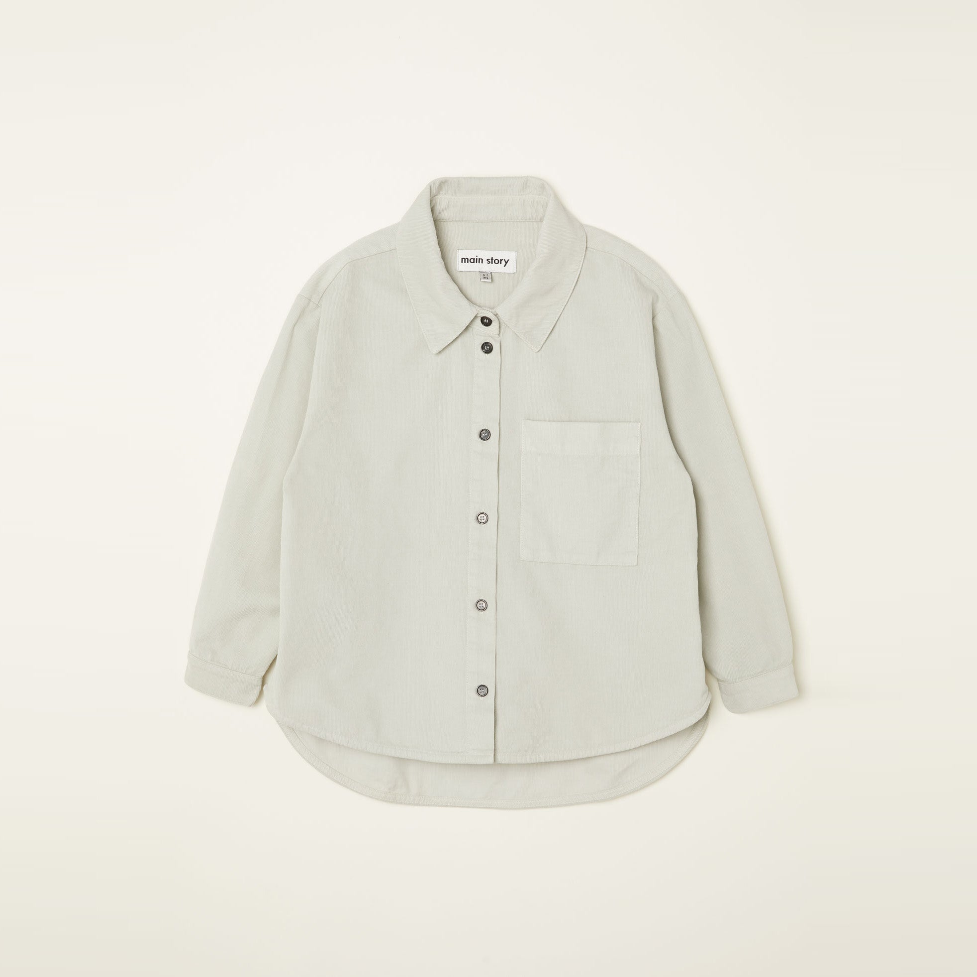 Main Story UK Kid Buttondown Corduroy Shirt Silver Birch | BIEN BIEN bienbienshop.com