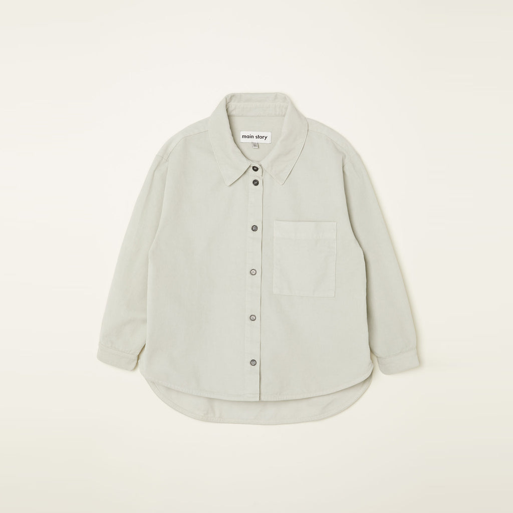 Main Story UK Kid Buttondown Corduroy Shirt Silver Birch | BIEN BIEN bienbienshop.com