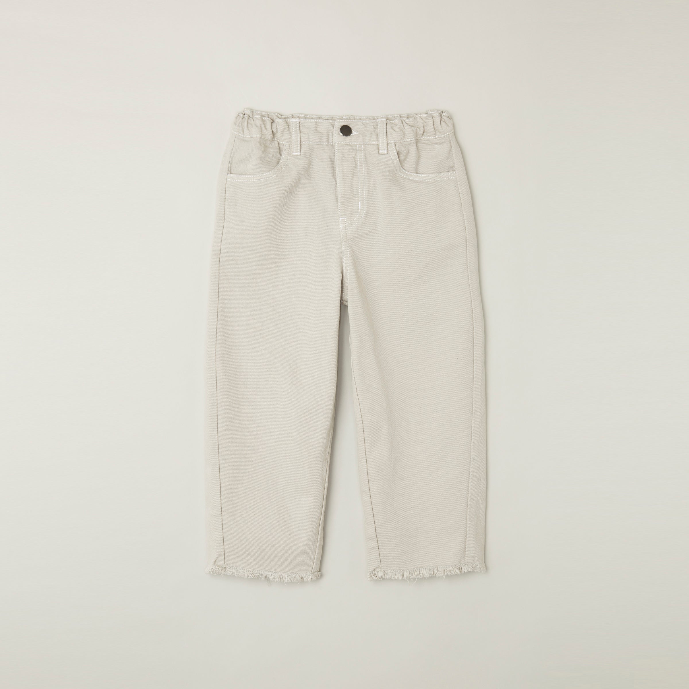 Main Story UK Kid's Cut Jean Moon | Frayed Raw Edge Elastic Pull-on Denim Off-white Stone  | BIEN BIEN bienbienshop.com
