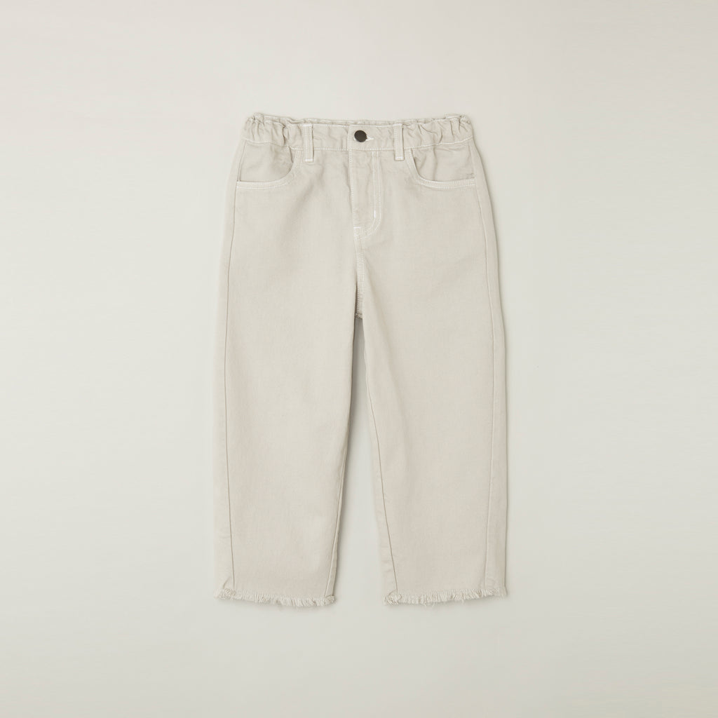 Main Story UK Kid's Cut Jean Moon | Frayed Raw Edge Elastic Pull-on Denim Off-white Stone  | BIEN BIEN bienbienshop.com