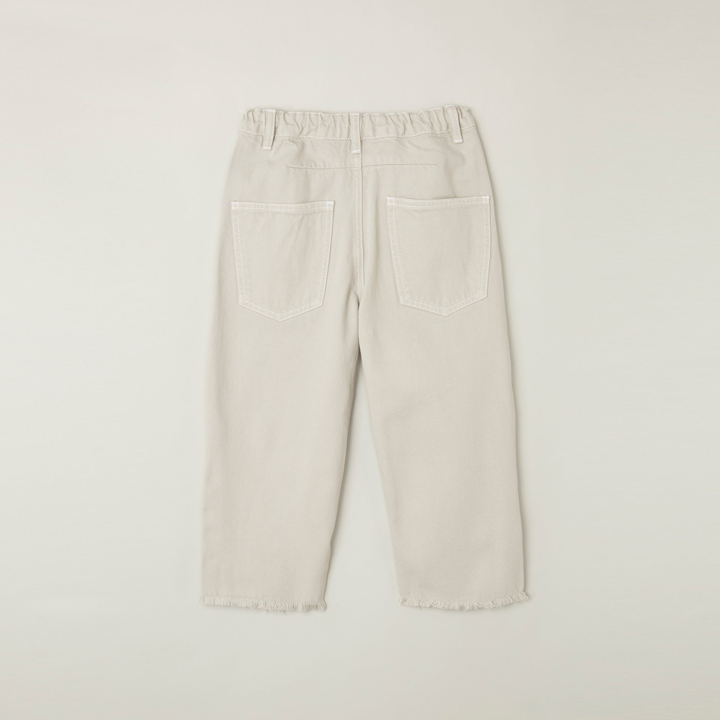 Main Story UK Kid's Cut Jean Moon | Frayed Raw Edge Elastic Pull-on Denim Off-white Stone  | BIEN BIEN bienbienshop.com