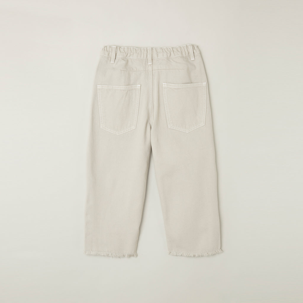 Main Story UK Kid's Cut Jean Moon | Frayed Raw Edge Elastic Pull-on Denim Off-white Stone  | BIEN BIEN bienbienshop.com