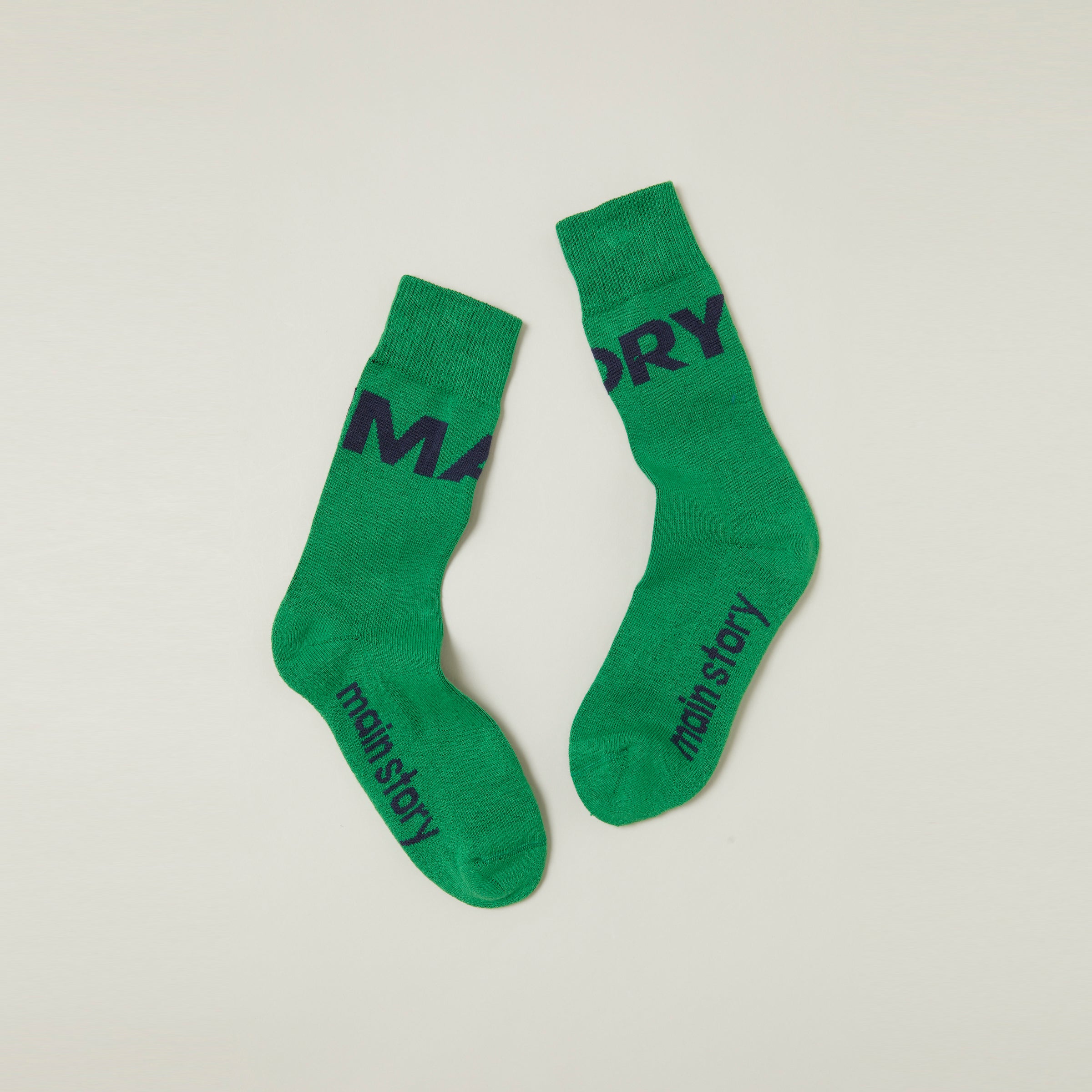 Main Story UK Kid's Mid-Calf Typeface Sock Green & Black | BIEN BIEN bienbienshop.com