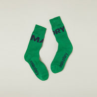 Main Story UK Kid's Mid-Calf Typeface Sock Green & Black | BIEN BIEN bienbienshop.com
