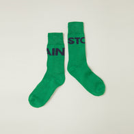 Main Story UK Kid's Mid-Calf Typeface Sock Green & Black | BIEN BIEN bienbienshop.com