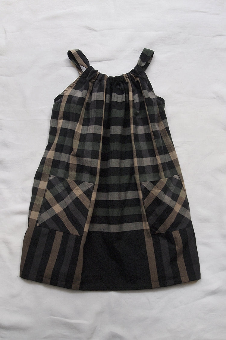 Makie Faith Kid's Sundress Green/Black Check Cotton | BIEN BIEN www.bienbienshop.com