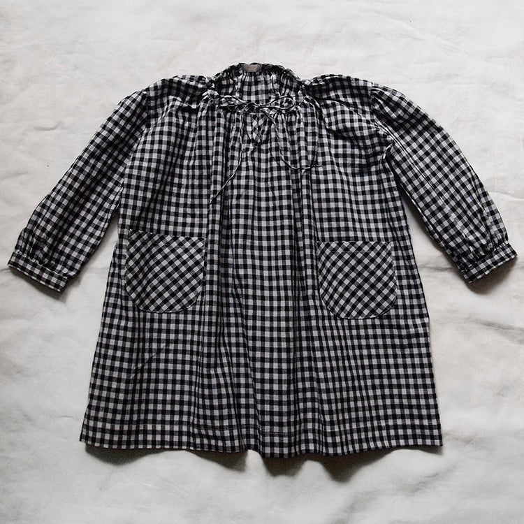 Makié Camille Kid's Cotton Dress in Black Gingham | BIEN BIEN