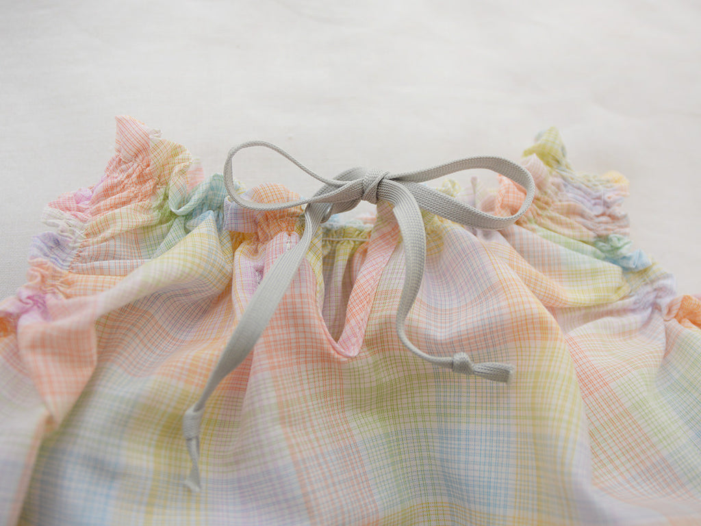Makié Celina Baby Balloon Romper Rainbow Check Cotton | BIEN BIEN www.bienbienshop.com