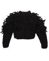 Manuela Fringe Kid's Jumper in Jet Black Alpaca | BIEN BIEN